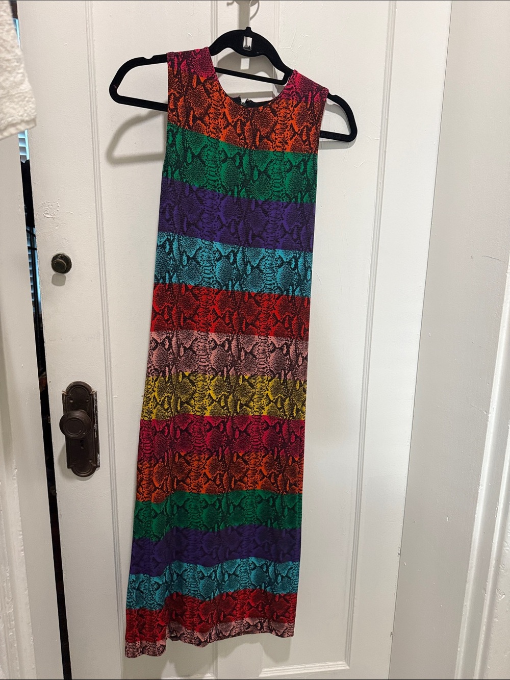 Alice + Olivia Colorful Rainbow Snakeprint Midi Dress